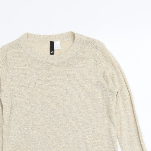 H&M Womens Beige Round Neck Acrylic Pullover Jumper Size XS