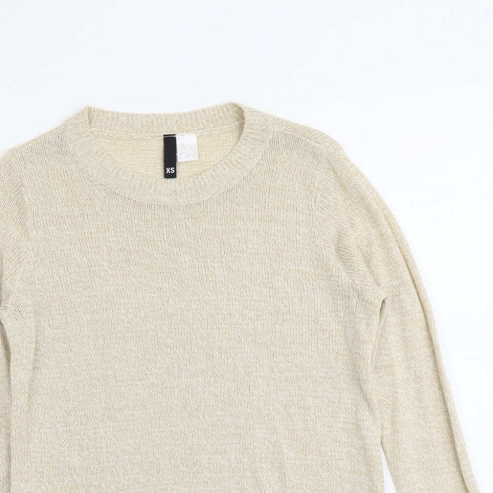 H&M Womens Beige Round Neck Acrylic Pullover Jumper Size XS