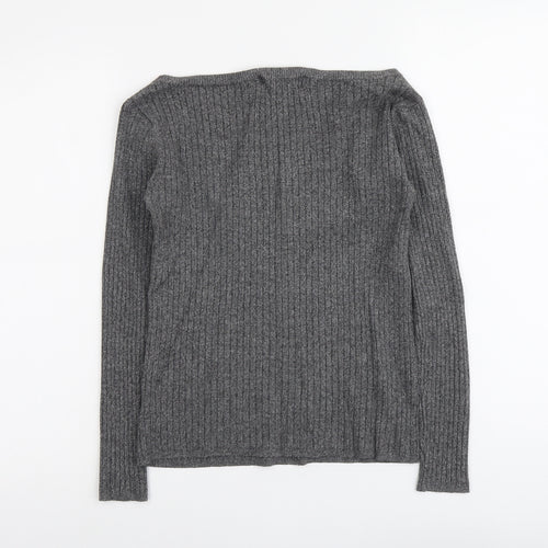 Marks and Spencer Womens Grey Round Neck Viscose Pullover Jumper Size 8