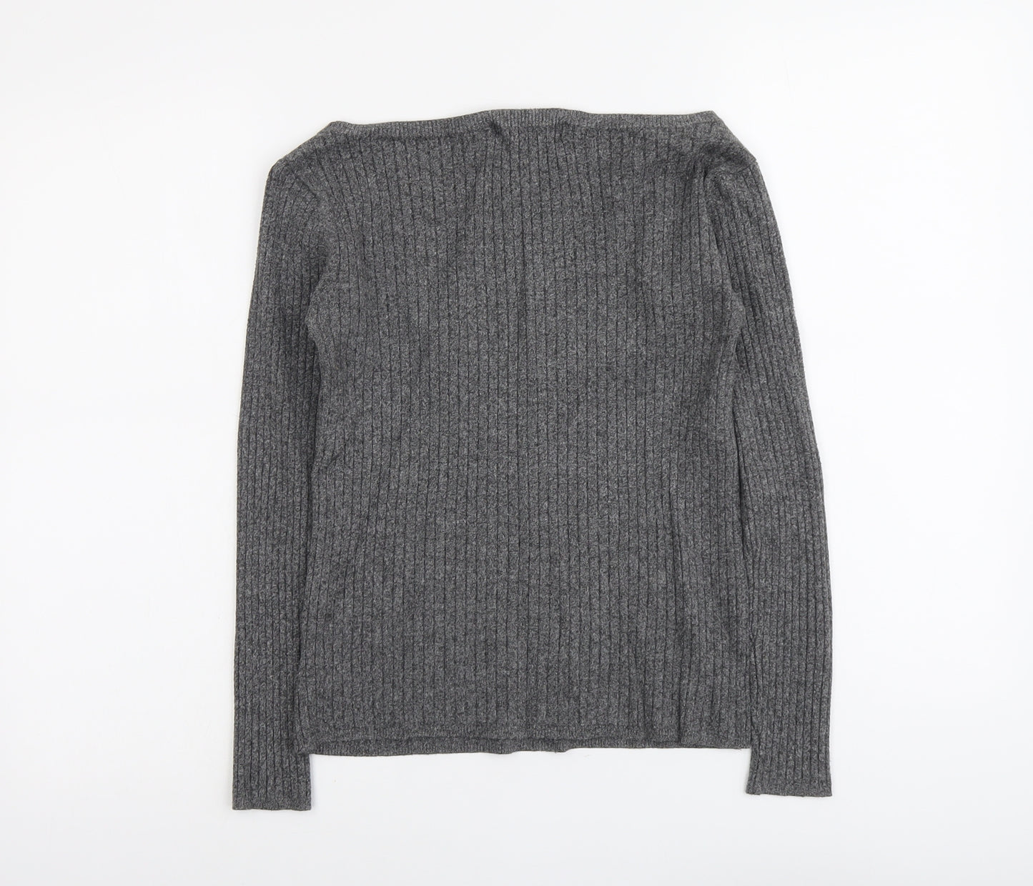 Marks and Spencer Womens Grey Round Neck Viscose Pullover Jumper Size 8