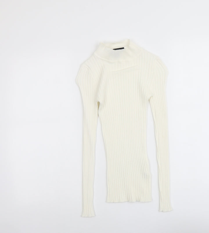 Atmosphere Womens Ivory Mock Neck Viscose Pullover Jumper Size 8