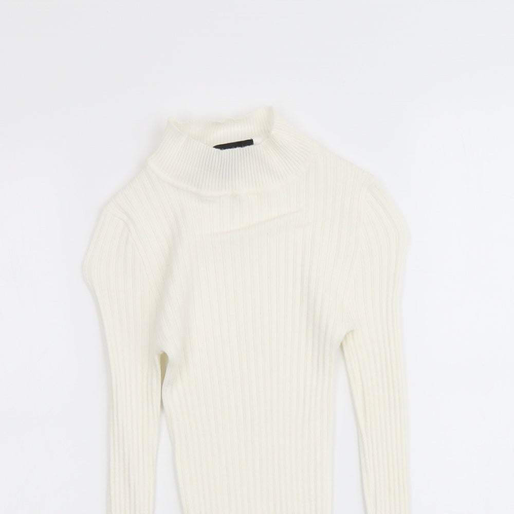 Atmosphere Womens Ivory Mock Neck Viscose Pullover Jumper Size 8