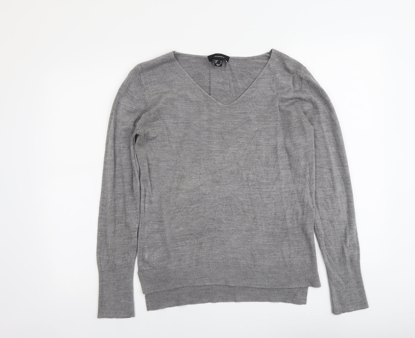 Atmosphere Womens Grey V-Neck Acrylic Pullover Jumper Size 12