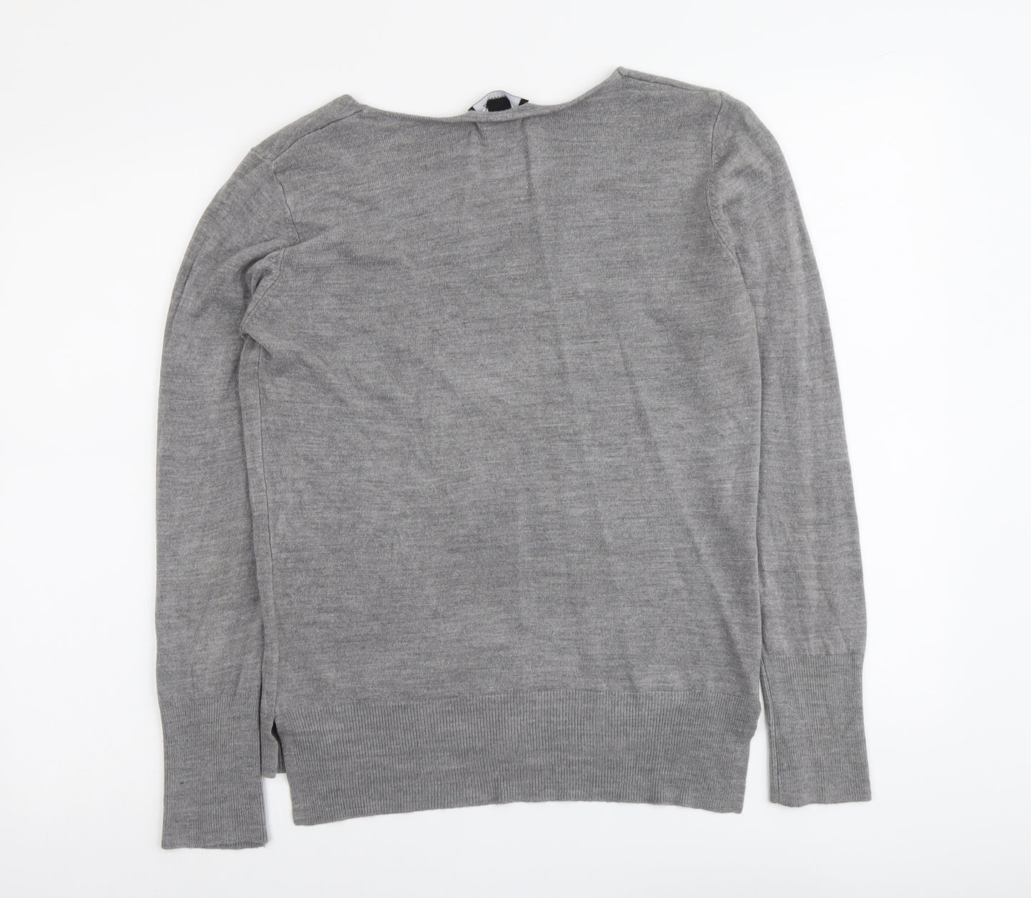 Atmosphere Womens Grey V-Neck Acrylic Pullover Jumper Size 12