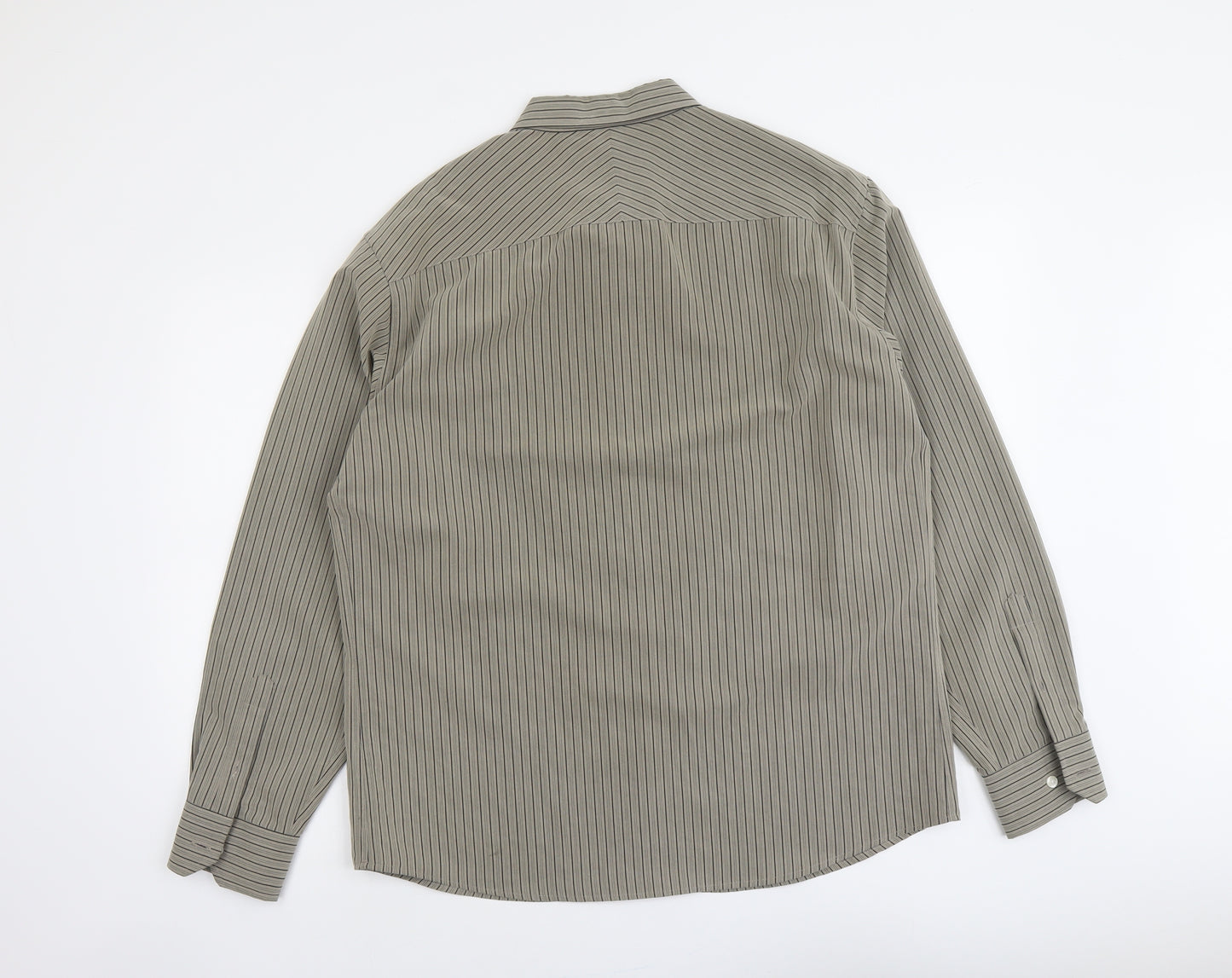 Blue Harbour Mens Brown Striped Modal Button-Up Size L Collared Button