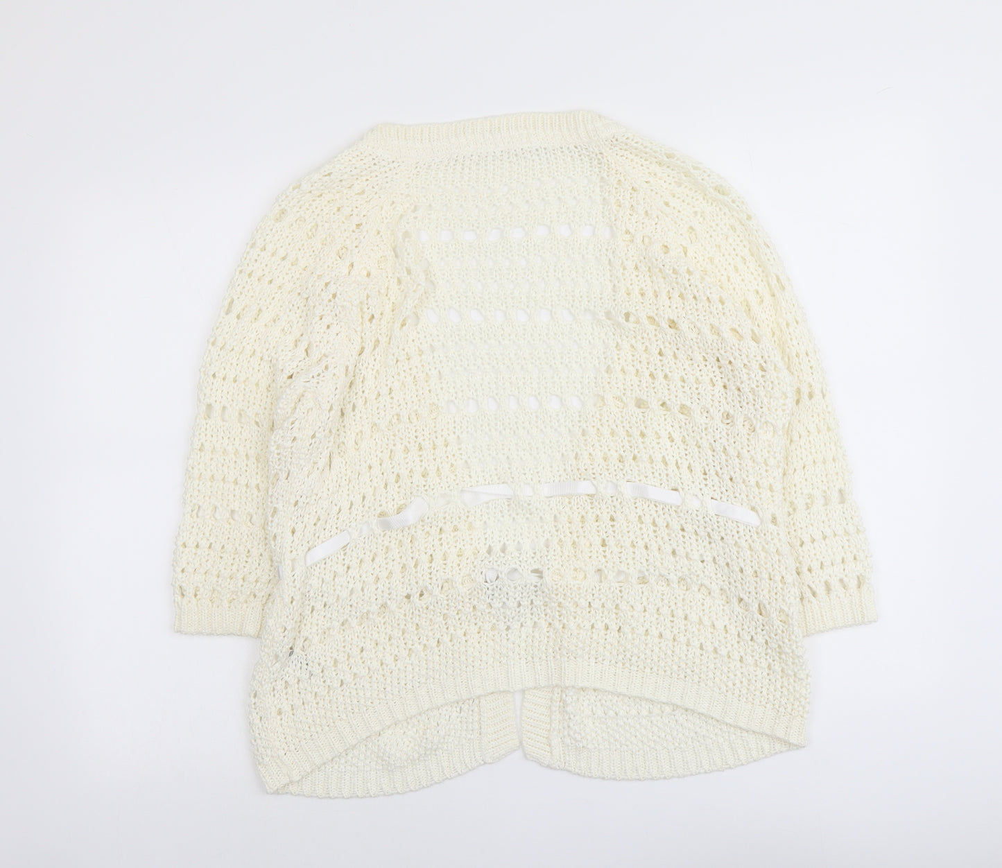 Marks and Spencer Womens Ivory V-Neck Acrylic Cardigan Jumper Size 18