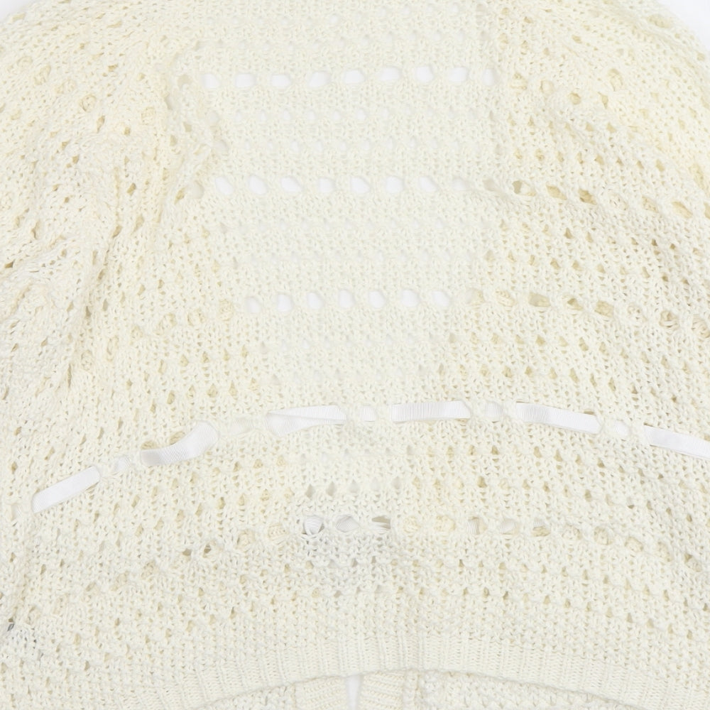 Marks and Spencer Womens Ivory V-Neck Acrylic Cardigan Jumper Size 18