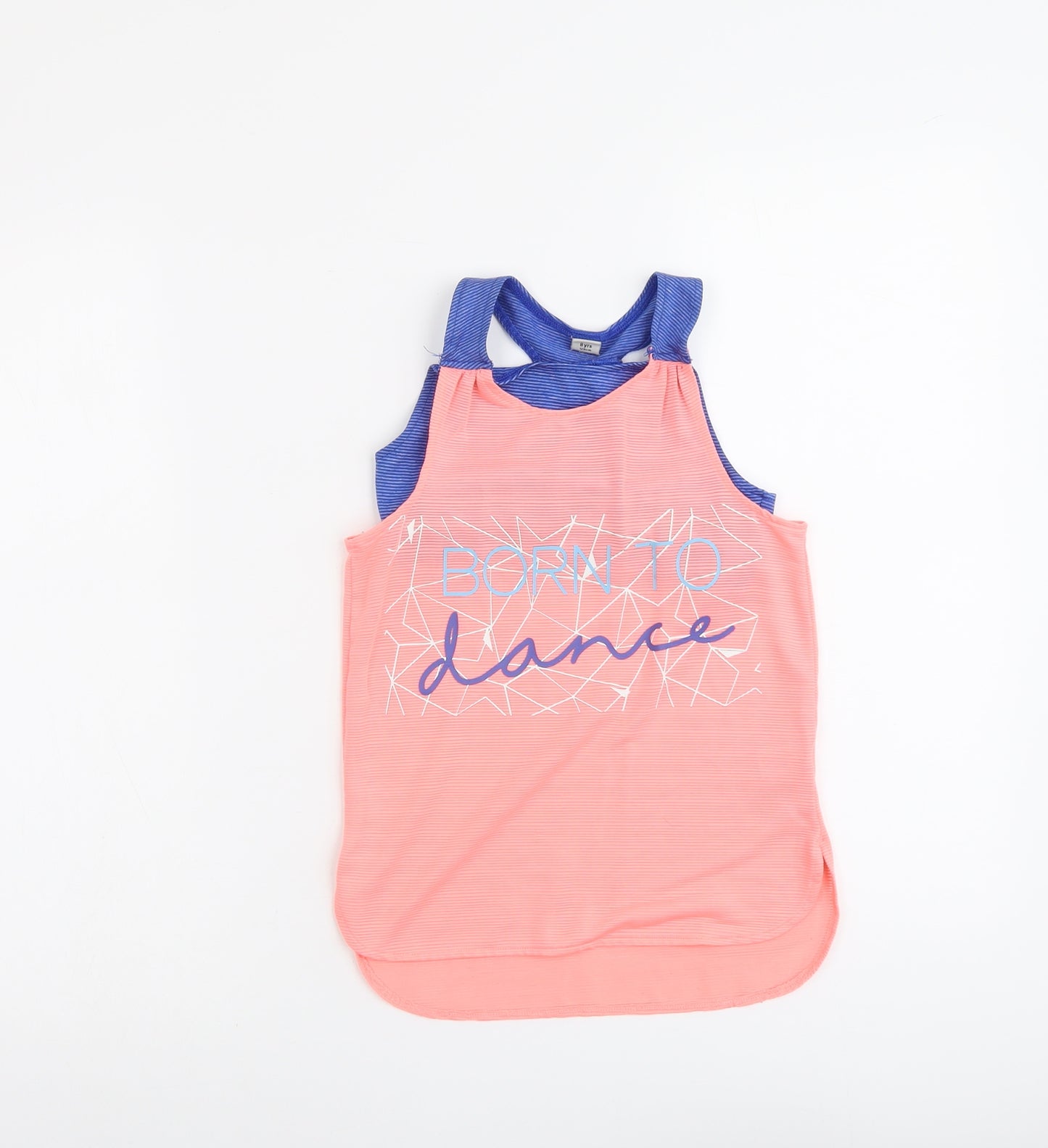 TU Girls Orange Striped Polyester Basic Tank Size 8 Years Round Neck Pullover - Born to Dance