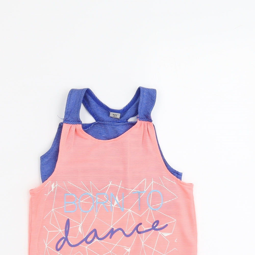 TU Girls Orange Striped Polyester Basic Tank Size 8 Years Round Neck Pullover - Born to Dance