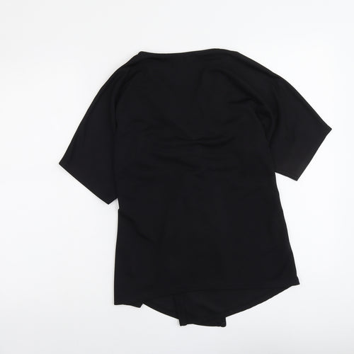 Boohoo Womens Black Polyester Basic Blouse Size 8 V-Neck