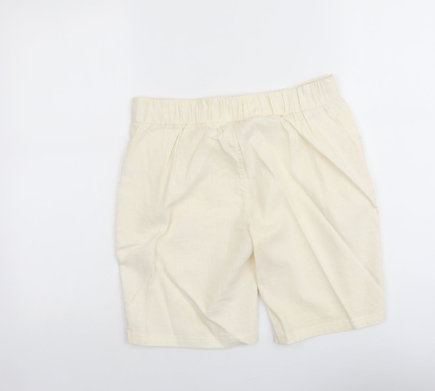 Preworn Womens Beige Cotton Basic Shorts Size M L8 in Regular Drawstring