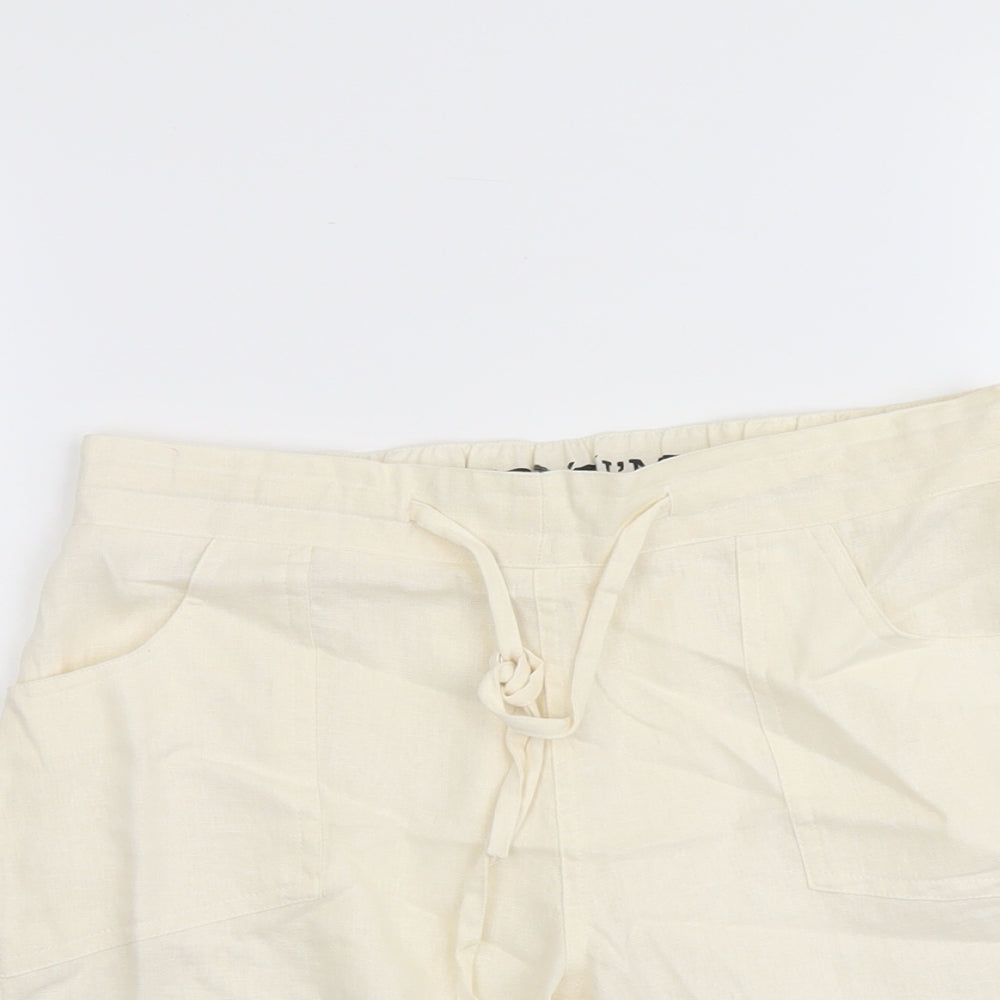 Preworn Womens Beige Cotton Basic Shorts Size M L8 in Regular Drawstring