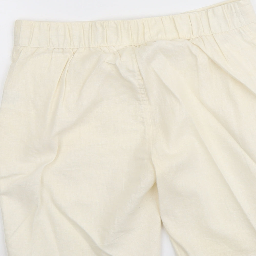 Preworn Womens Beige Cotton Basic Shorts Size M L8 in Regular Drawstring