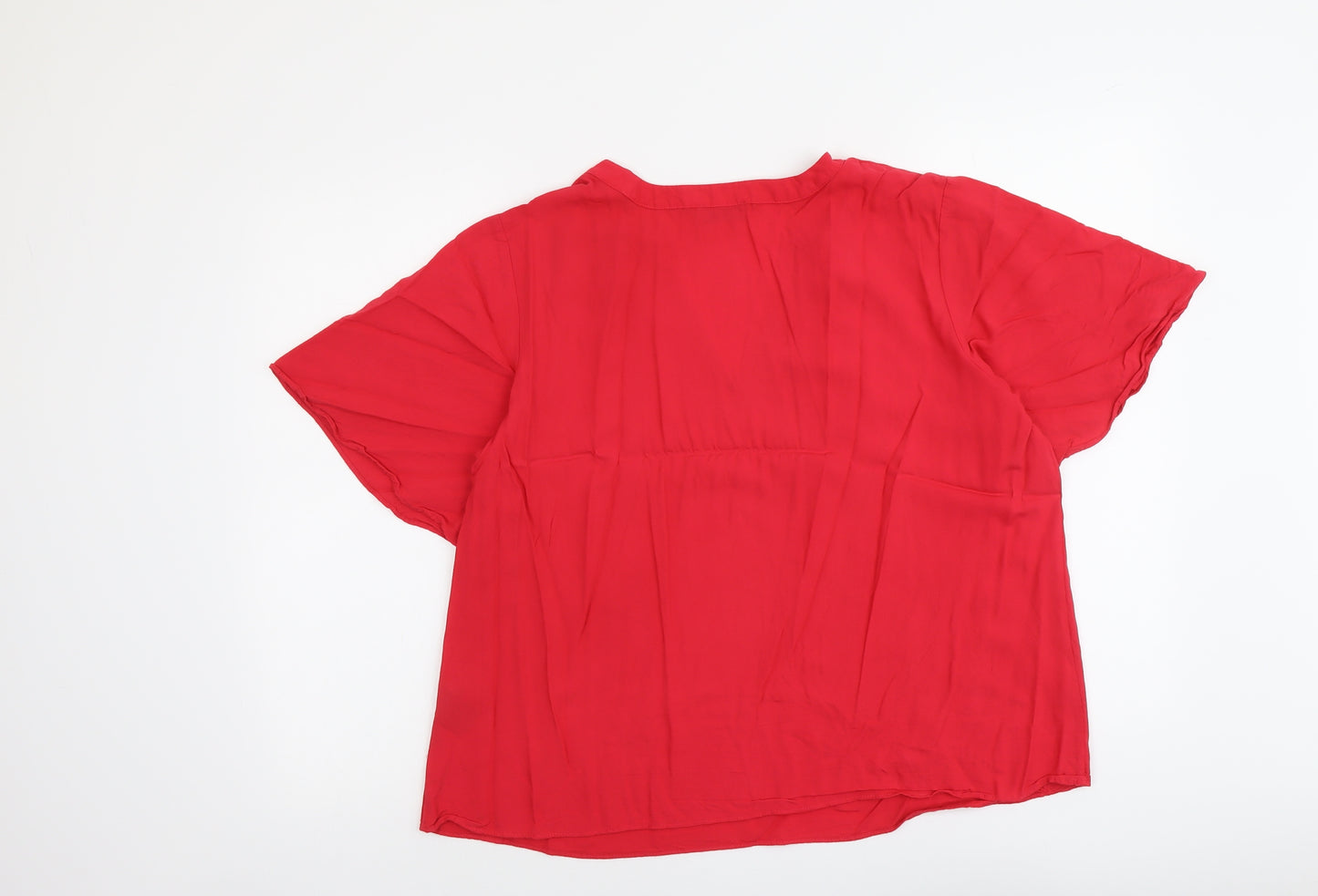 Papaya Womens Pink Viscose Basic Blouse Size 18 V-Neck