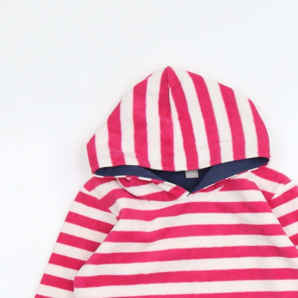 TU Girls Pink Striped Polyester Pullover Hoodie Size 9 Years Pullover