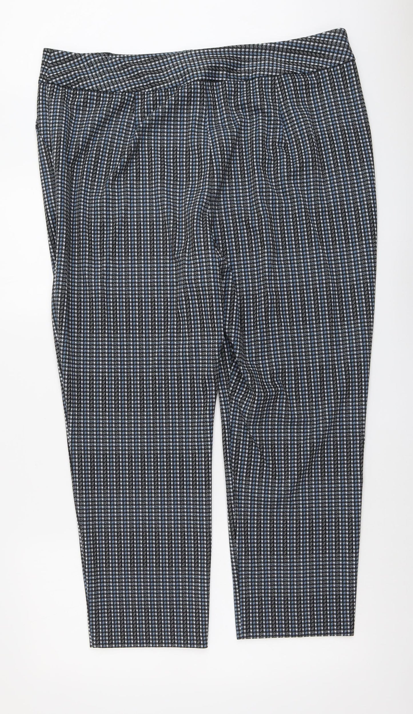 TU Womens Blue Geometric Polyester Trousers Size 20 L26 in Regular Button