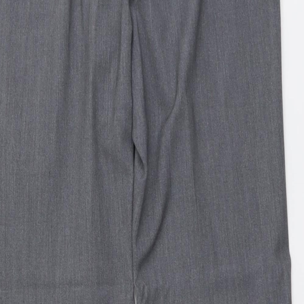 Marks and Spencer Womens Grey Polyester Trousers Size 12 L26 in Regular Button