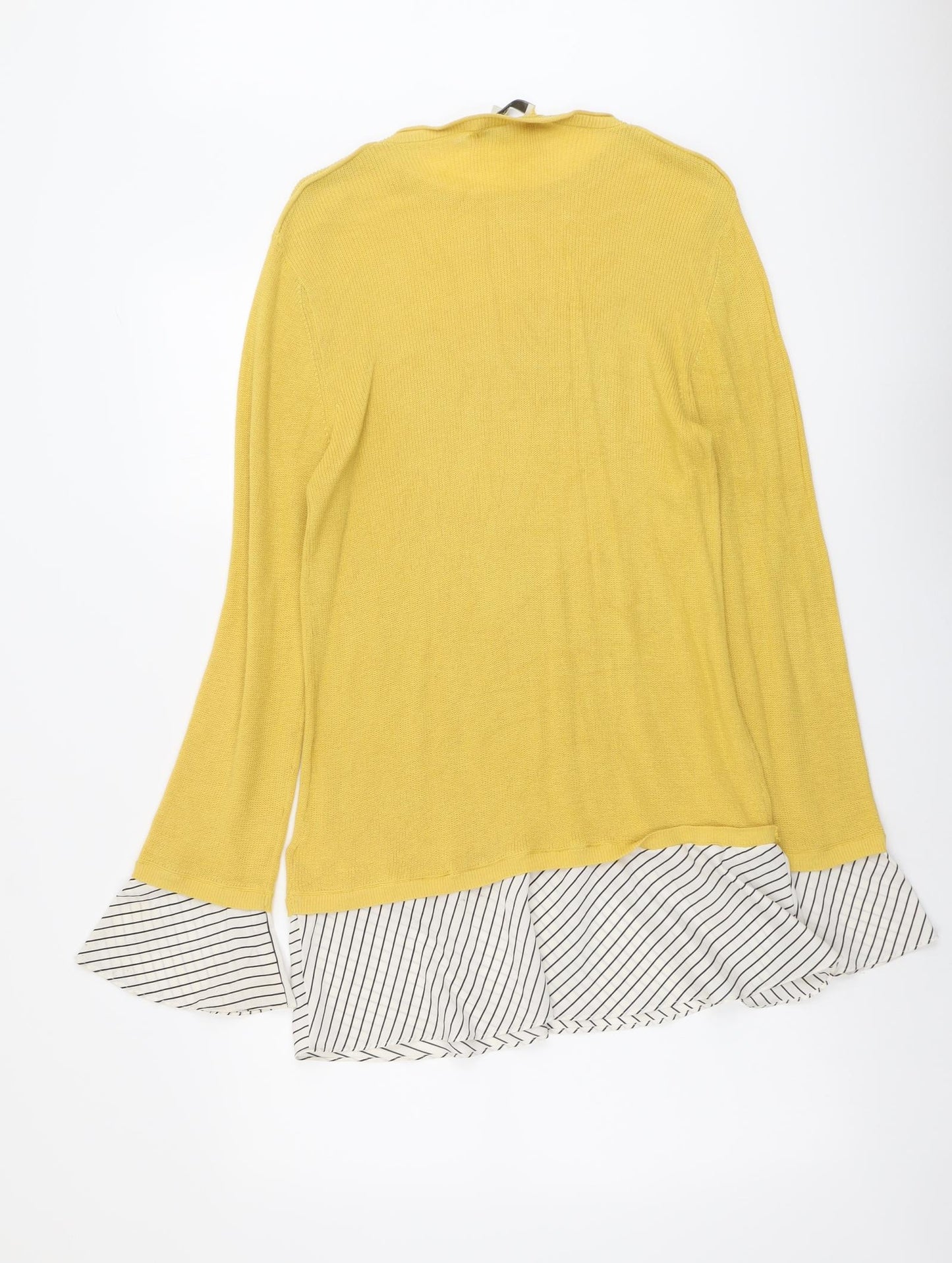 NEXT Womens Yellow Round Neck Striped Cotton Pullover Jumper Size 12