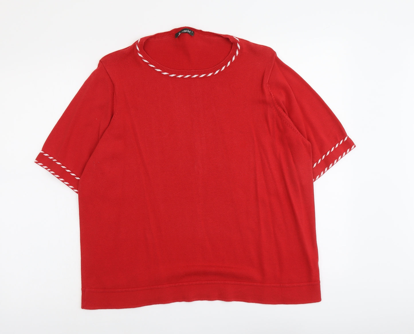 Bonmarché Womens Red Round Neck Cotton Pullover Jumper Size L
