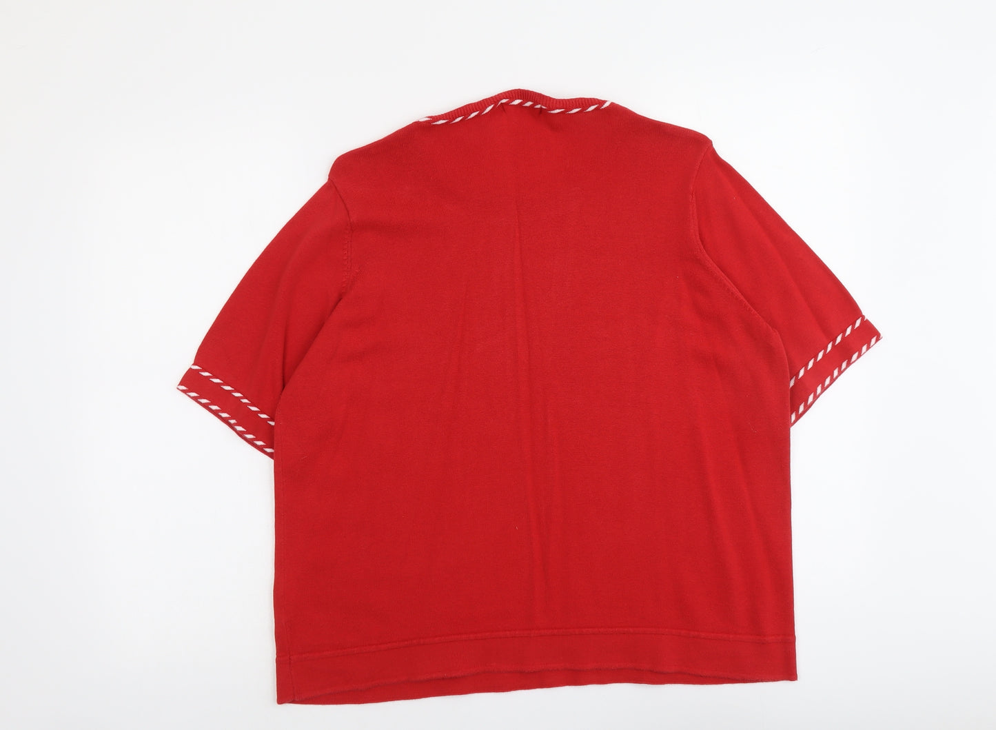 Bonmarché Womens Red Round Neck Cotton Pullover Jumper Size L