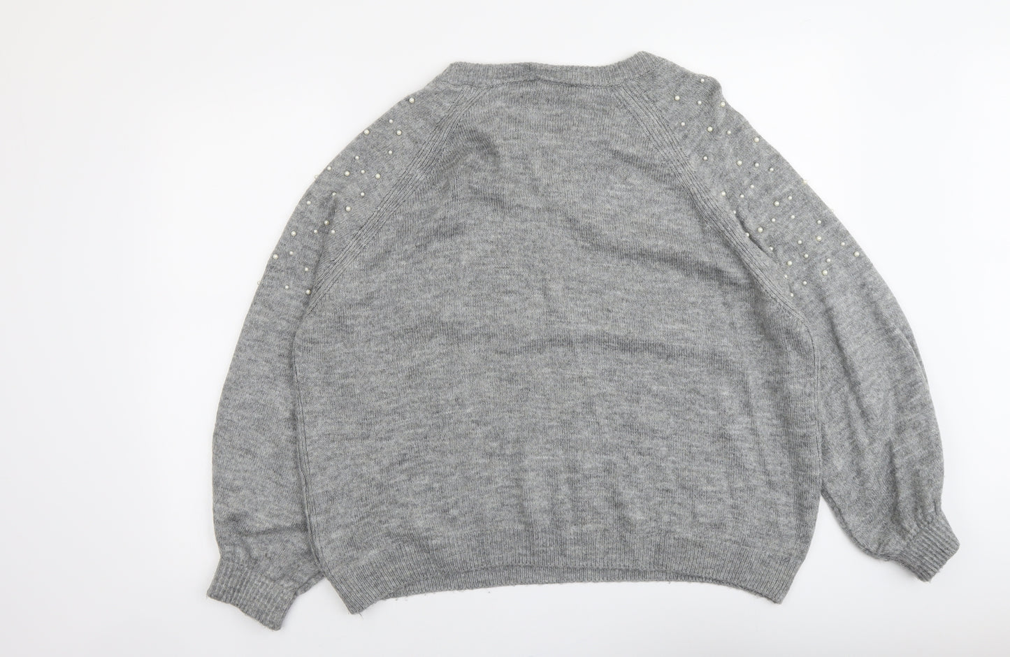Primark Womens Grey Round Neck Acrylic Pullover Jumper Size XL