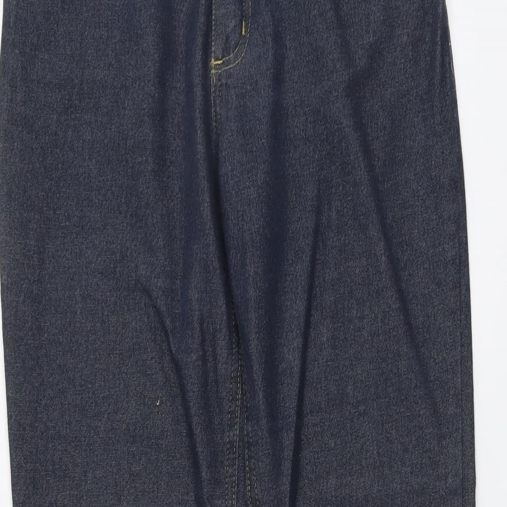 Miss Selfridge Womens Blue Cotton Bootcut Jeans Size 12 L28 in Regular Button