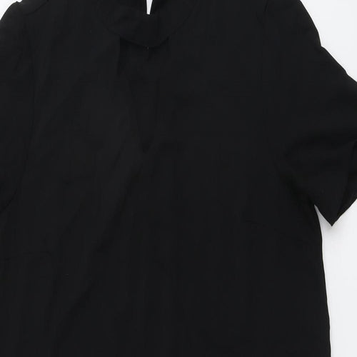 F&F Womens Black Polyester A-Line Size 12 Round Neck Button