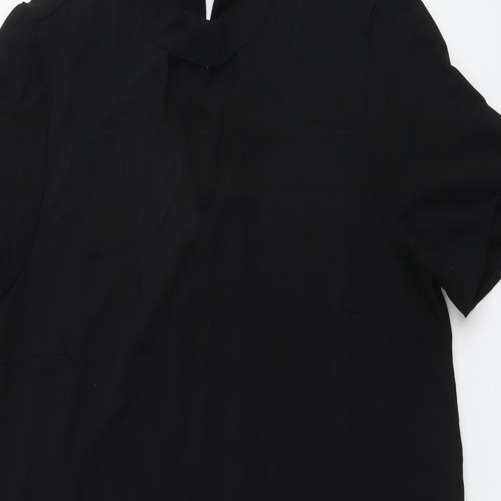 F&F Womens Black Polyester A-Line Size 12 Round Neck Button