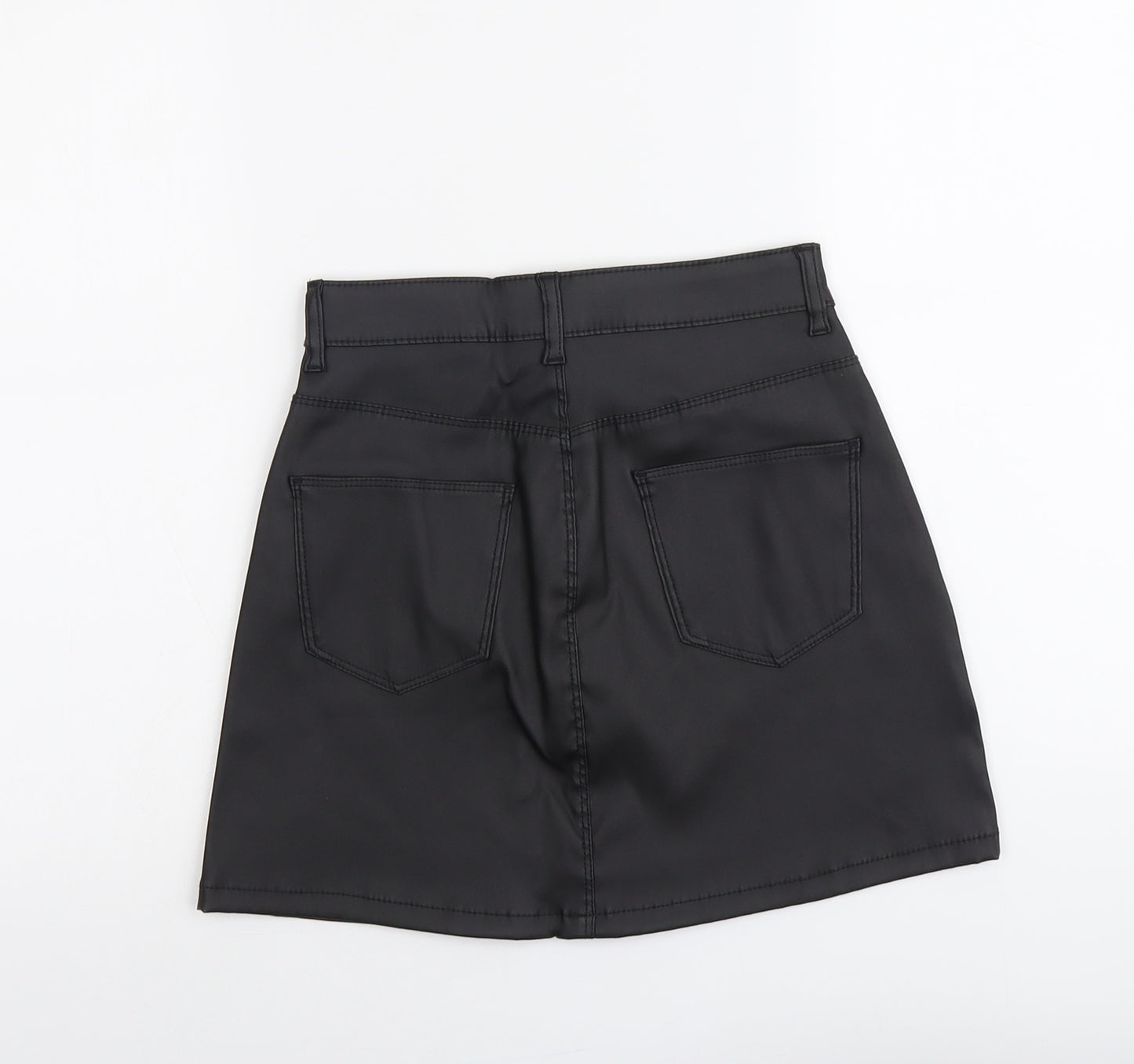 Primark Womens Black Polyester A-Line Skirt Size 8 Button