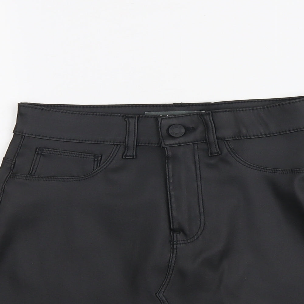 Primark Womens Black Polyester A-Line Skirt Size 8 Button