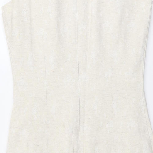 Yessica Womens Beige Geometric Polyester Pencil Dress Size 16 Round Neck Zip