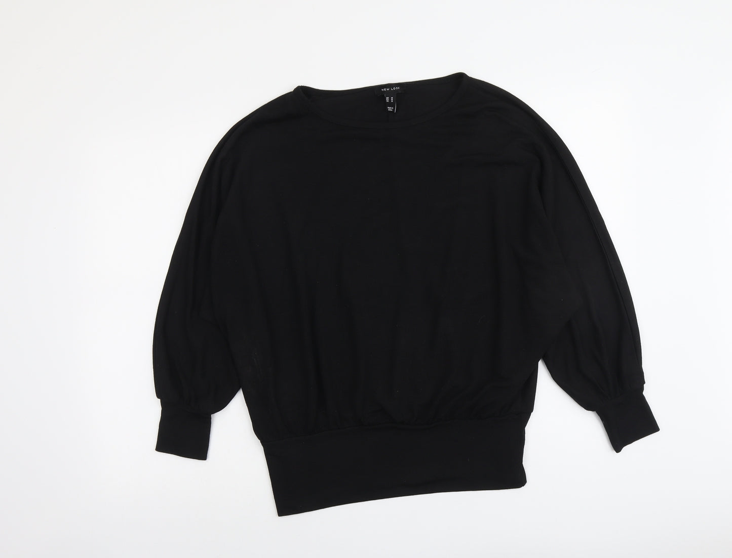 New Look Womens Black Polyester Basic Blouse Size M Round Neck