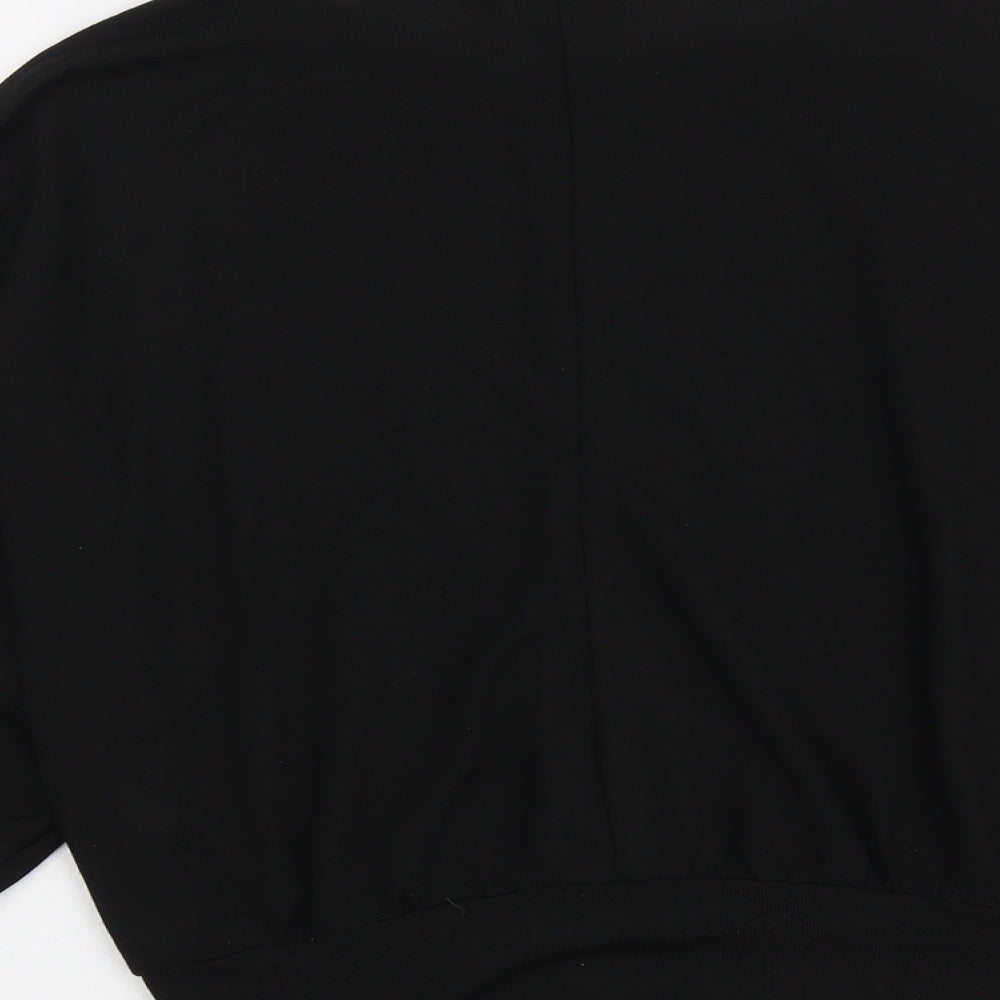 New Look Womens Black Polyester Basic Blouse Size M Round Neck