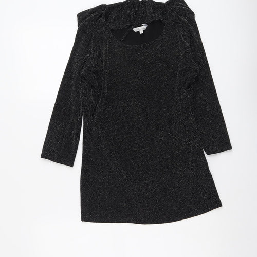 Peacocks Womens Black Polyester Basic Blouse Size 14 Round Neck