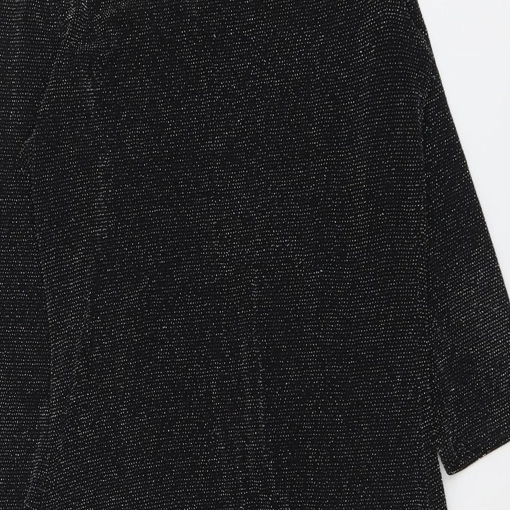 Peacocks Womens Black Polyester Basic Blouse Size 14 Round Neck