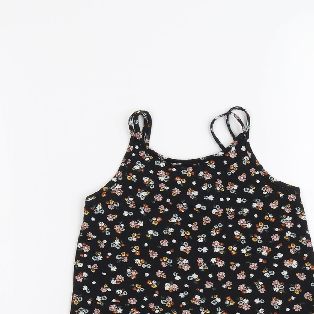 Primark Girls Beige Floral Polyester Basic Tank Size 3-4 Years Round Neck Pullover