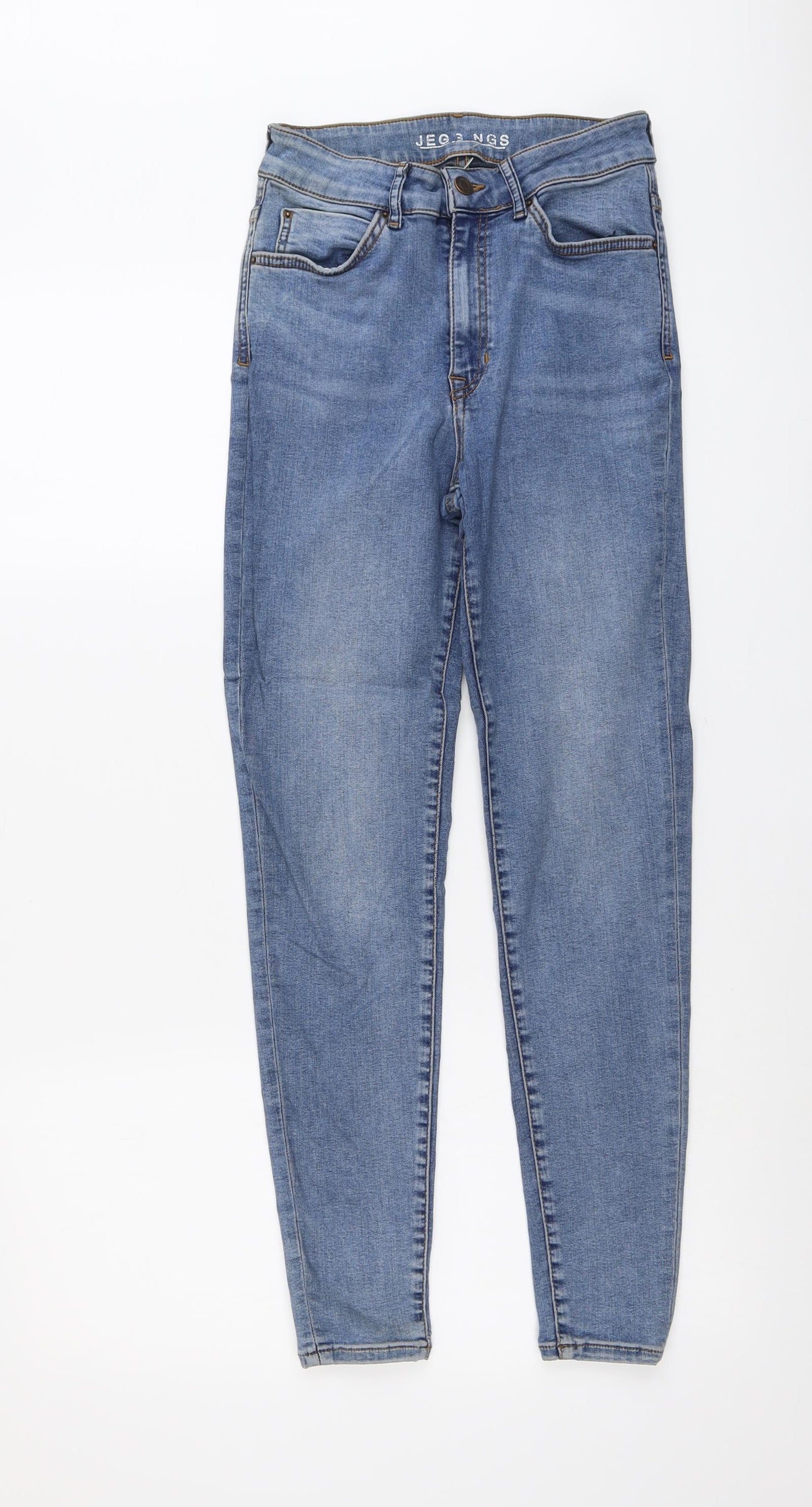 Marks and Spencer Womens Blue Cotton Skinny Jeans Size 8 L27 in Regular Button