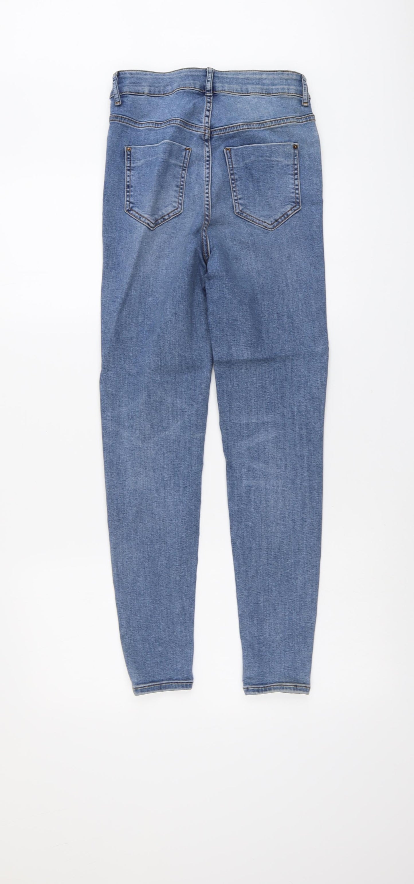 Marks and Spencer Womens Blue Cotton Skinny Jeans Size 8 L27 in Regular Button