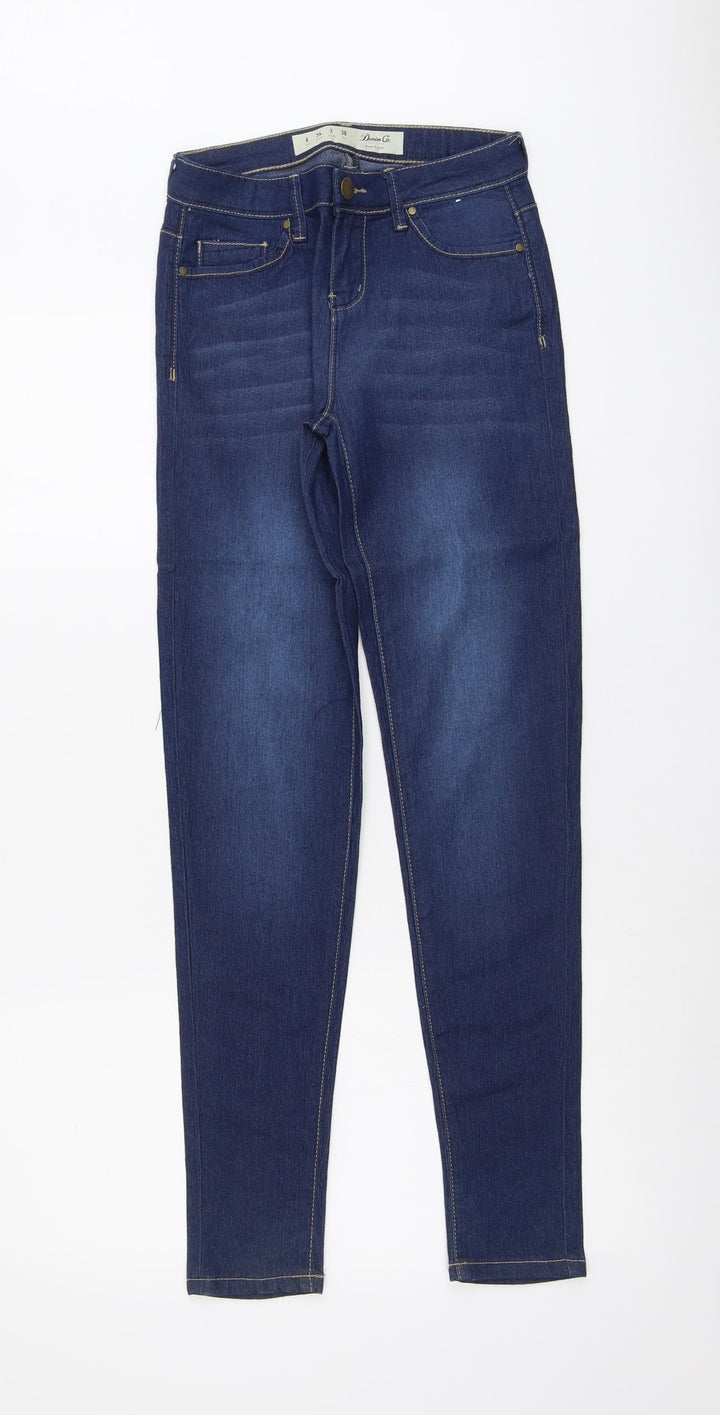 Denim & Co. Womens Blue Cotton Skinny Jeans Size 6 L29 in Regular Button