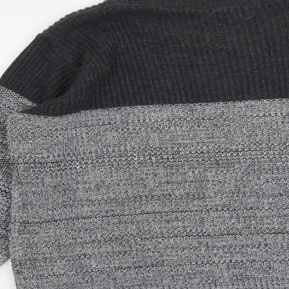 Be Jelous Womens Grey Round Neck Acrylic Pullover Jumper Size XL