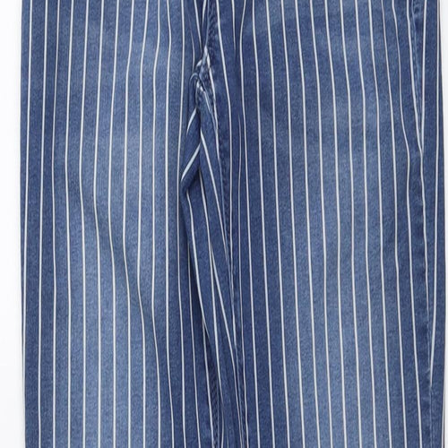 C&A Girls Blue Striped Cotton Skinny Jeans Size 14 Years Regular Button