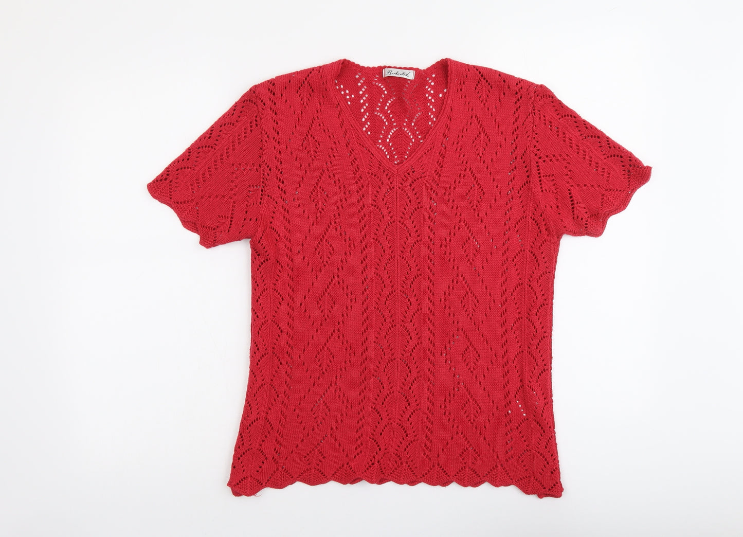 Berkertex Womens Pink V-Neck Acrylic Pullover Jumper Size 14