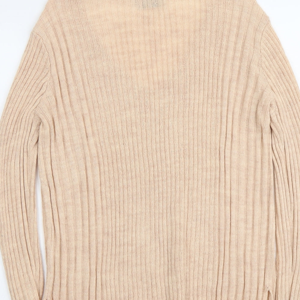 Only Womens Pink V-Neck Acrylic Pullover Jumper Size M