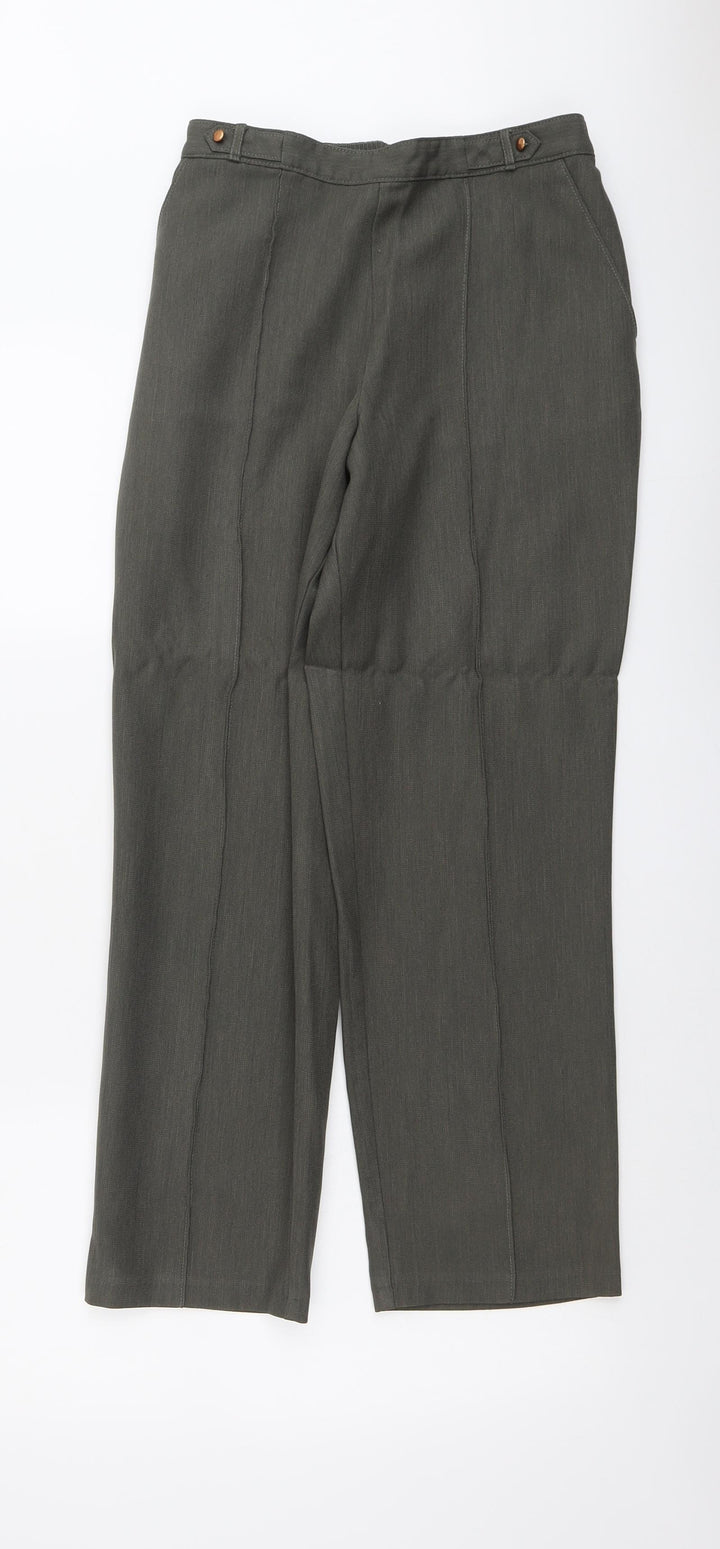 Marks and Spencer Womens Green Polyester Trousers Size 8 L26 in Regular