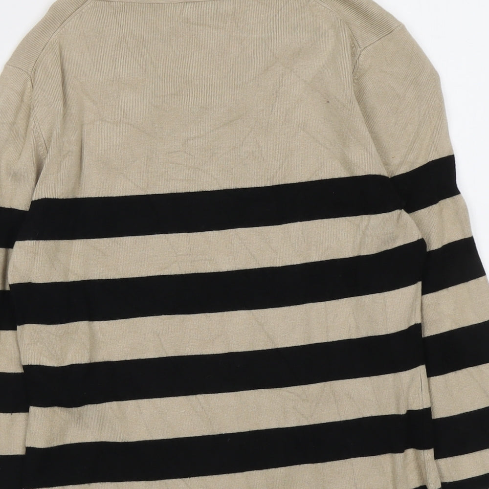 Precis Womens Beige Scoop Neck Striped Viscose Pullover Jumper Size M