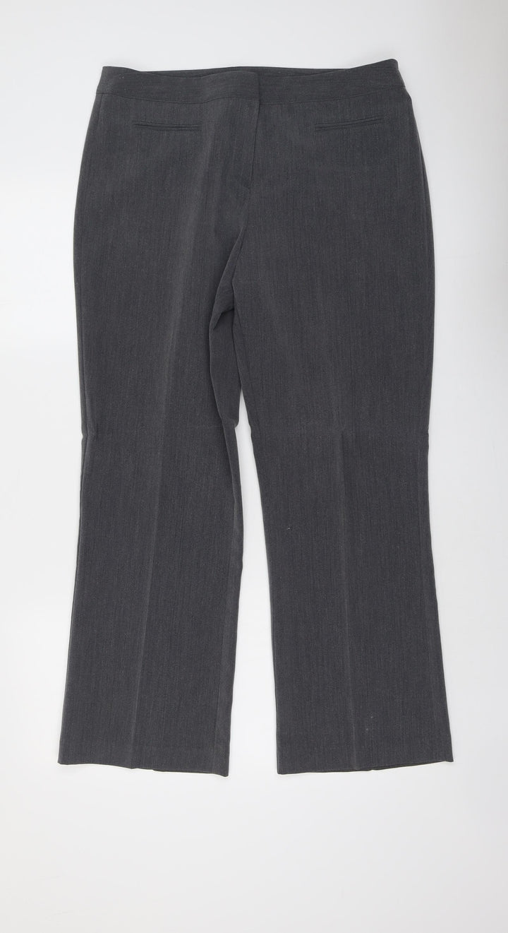 Mia Moda Womens Green Polyester Trousers Size 14 L29 in Regular Button