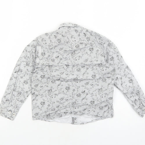 Steel & Jelly Boys Grey Floral Cotton Basic Button-Up Size 5-6 Years Collared Button