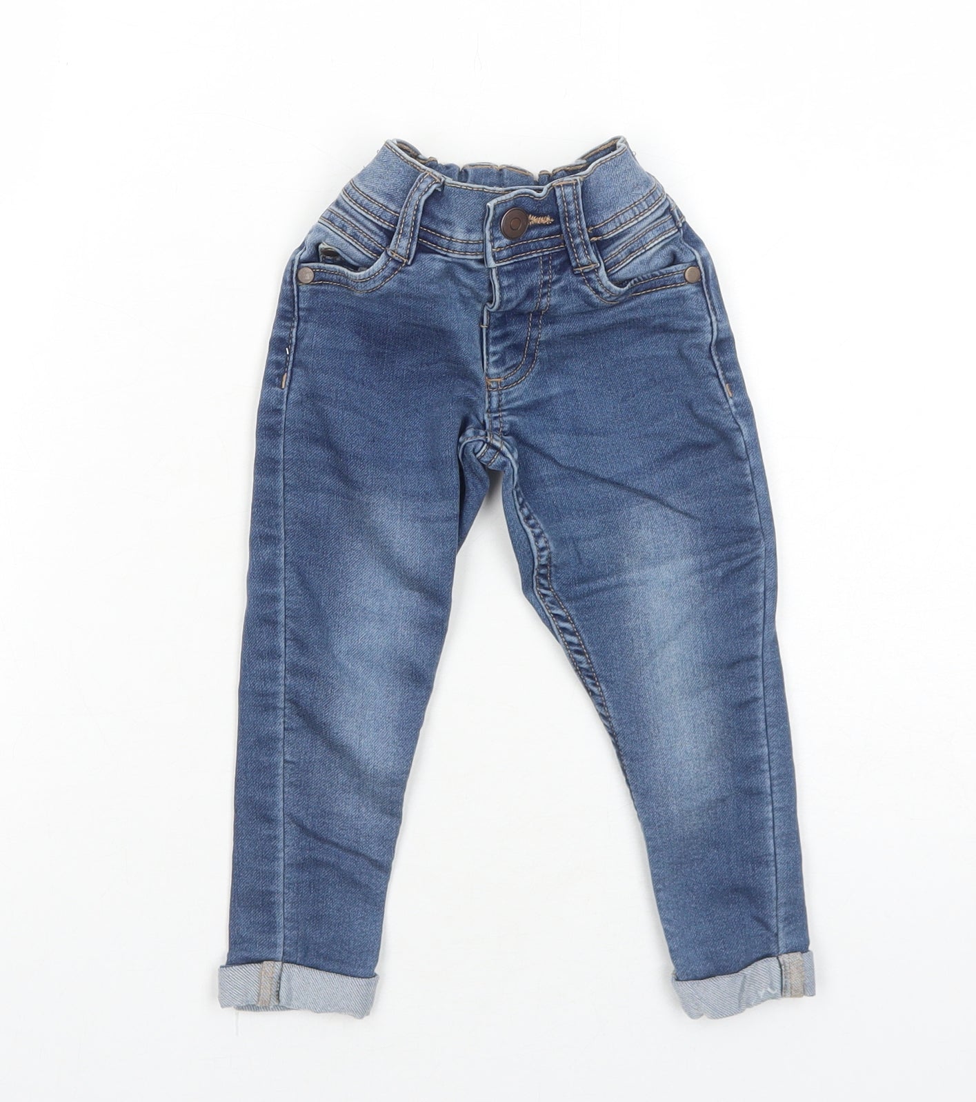 Nutmeg Boys Blue Cotton Capri Jeans Size 12-18 Months Snap