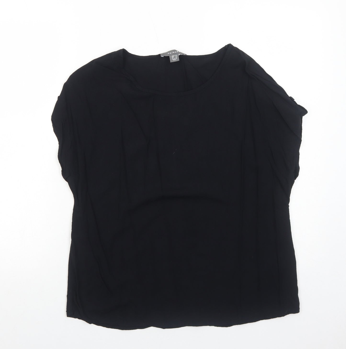 Primark Womens Black Viscose Basic T-Shirt Size 10 Boat Neck