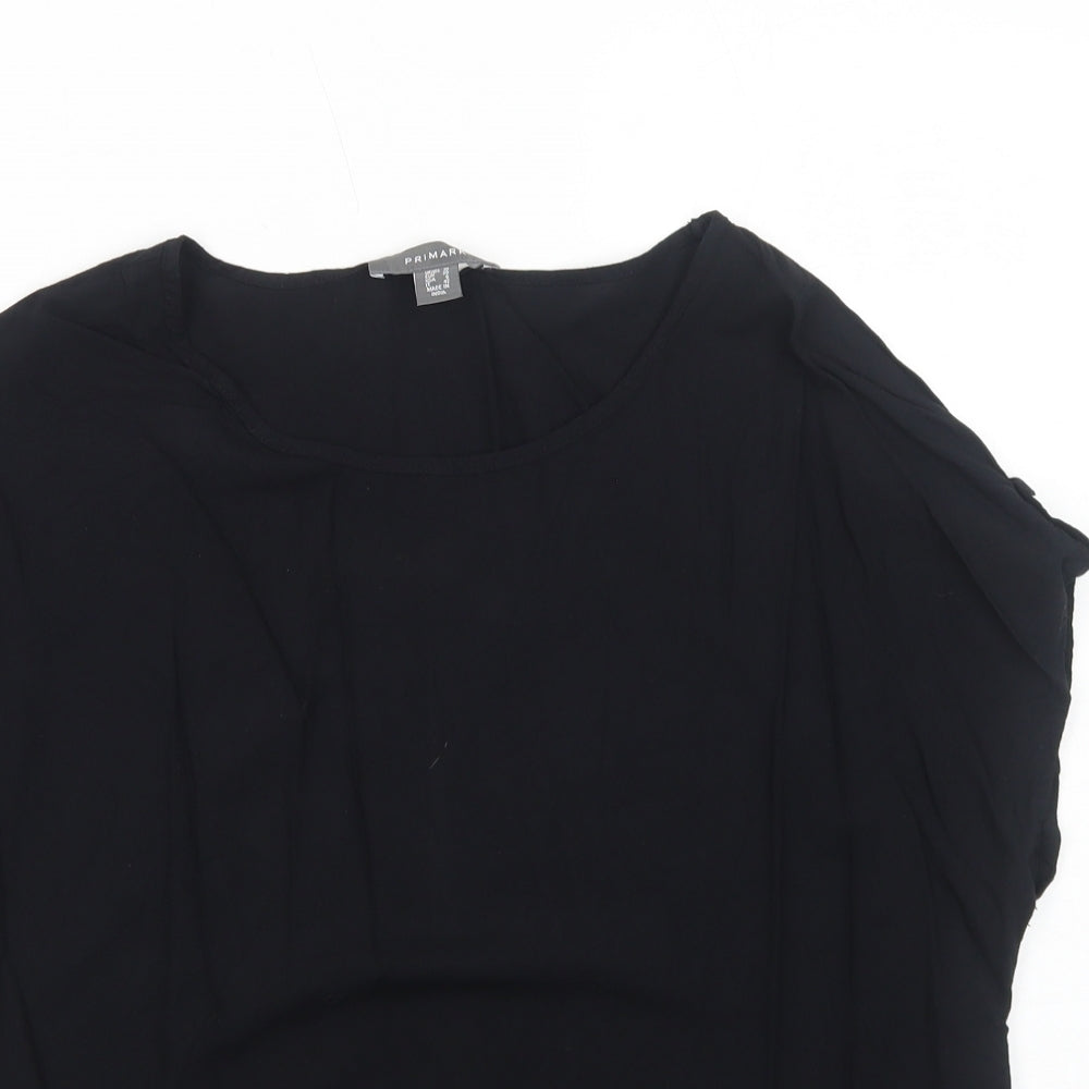 Primark Womens Black Viscose Basic T-Shirt Size 10 Boat Neck